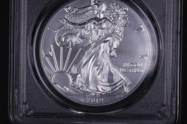 2019-W American Silver Eagle. PCGS Graded SP-69 Burnished Silver. Store #03833