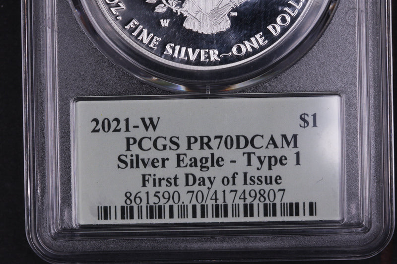 2021-W American Silver Eagle. PCGS Graded PR-70 Type 2 Heraldic Eagle. Store