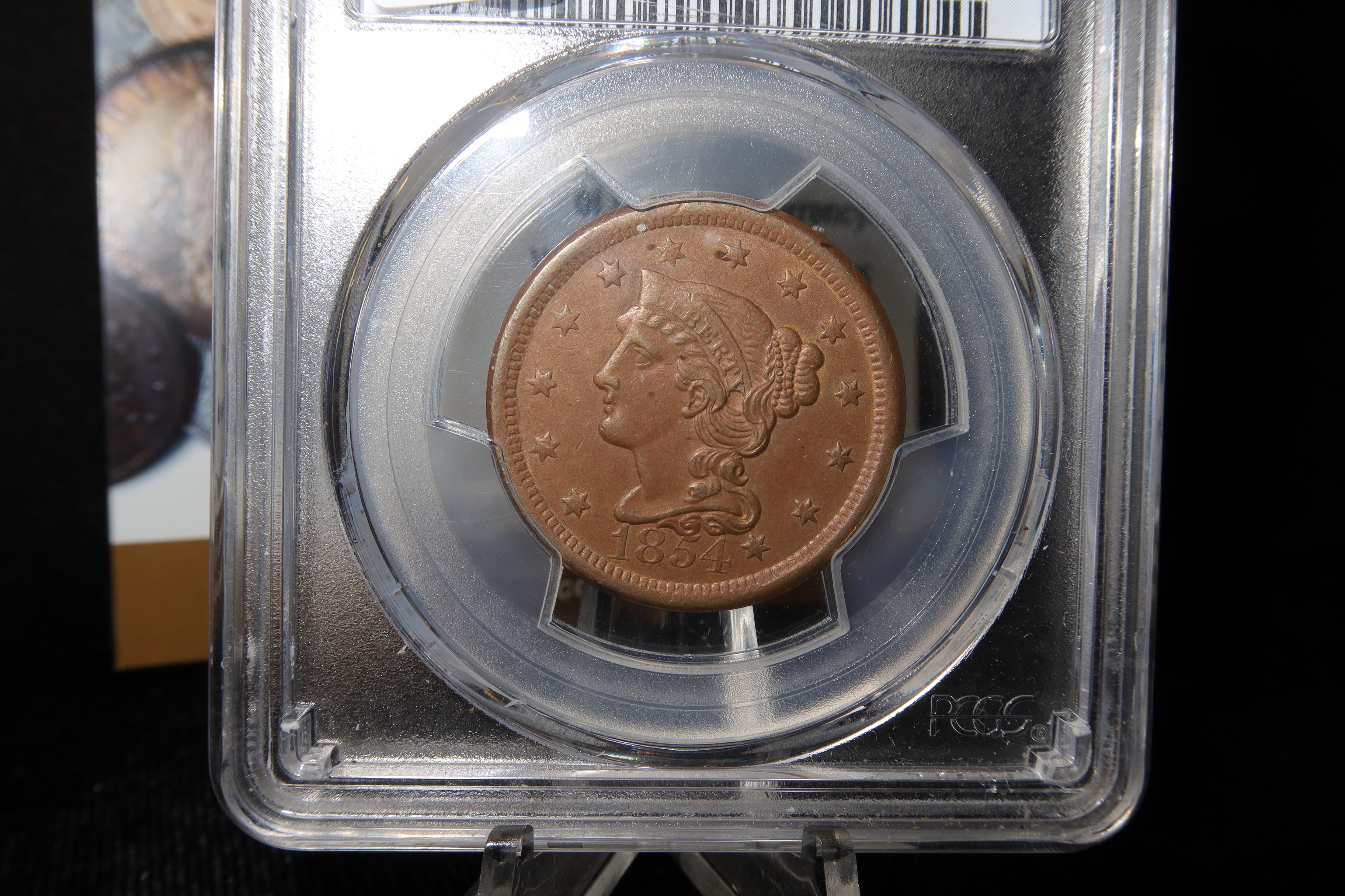 1854 Liberty Head Large Cent. PCGS Graded AU53. Store #08483