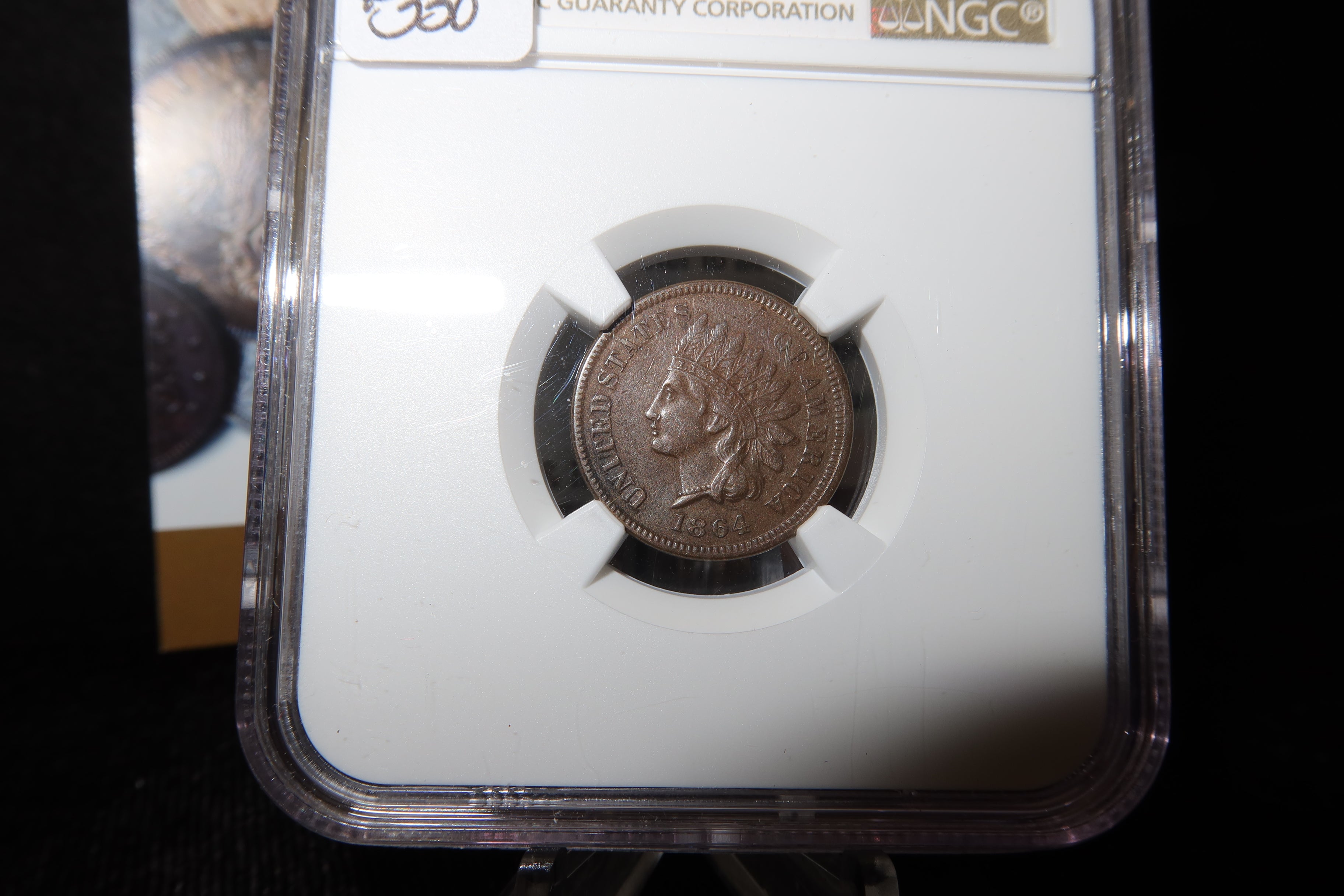 1864 Indian Head Small Cent, With L. NGC Graded XF45 BN. Store # 08490