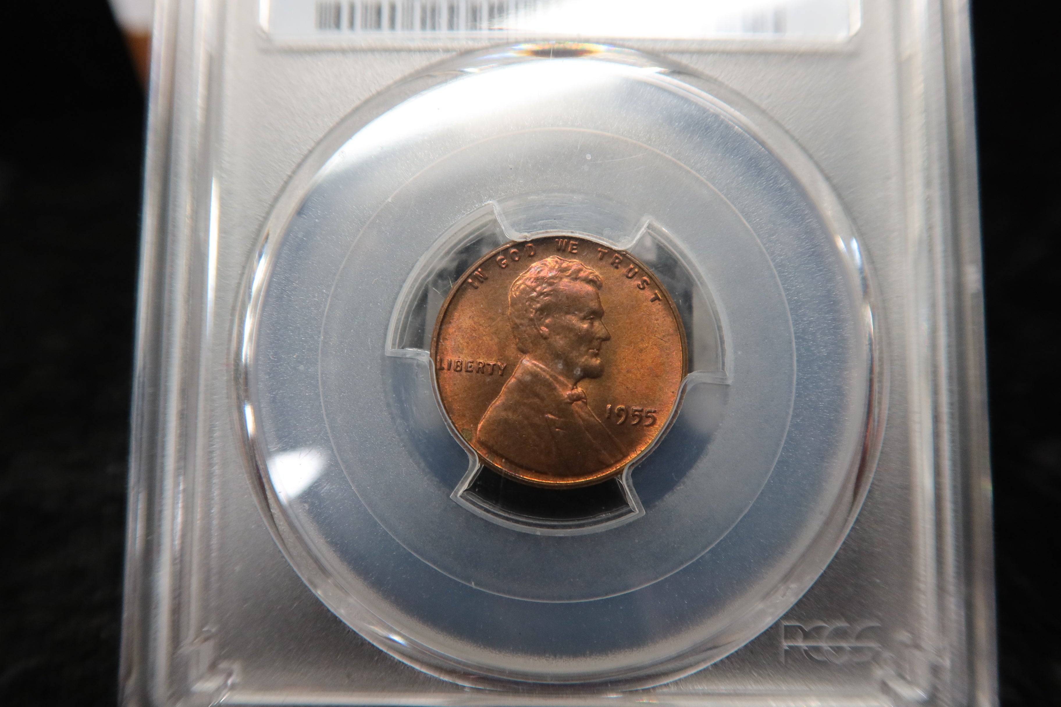 1955 Lincoln Wheat Cent. PCGS Graded MS65 RB. Store # 08529
