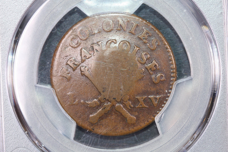 1793 Sou, French Colonies. Colonial Coin, PCGS XF-40. Store