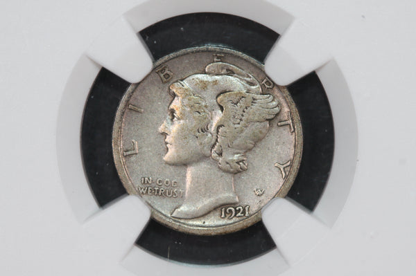 1921-D 10C Mercury Silver Dime, NGC Graded VF-30. Store #06187