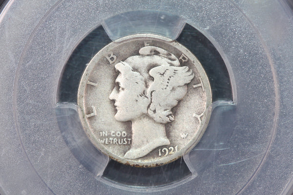 1921-D 10C Mercury Silver Dime, PCGS Graded VG-08. Store #06189