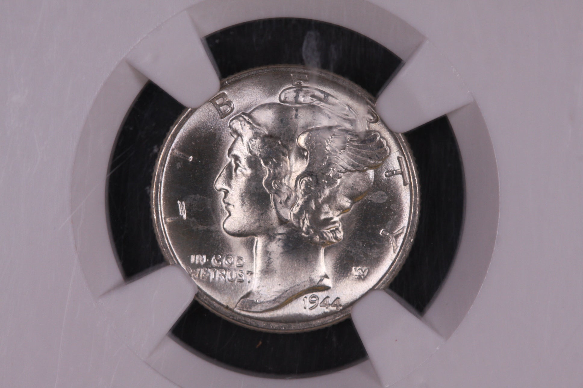 1944-D 10C Mercury Silver Dime, PCGS Graded MS-66, Full Bands. Green CAC Sticker, Store#06198