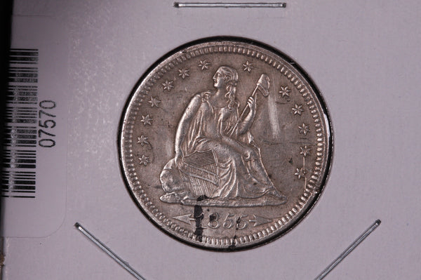 1855 Seated Liberty Quarter.  Collectible Circulated Coin.  Store # 07570