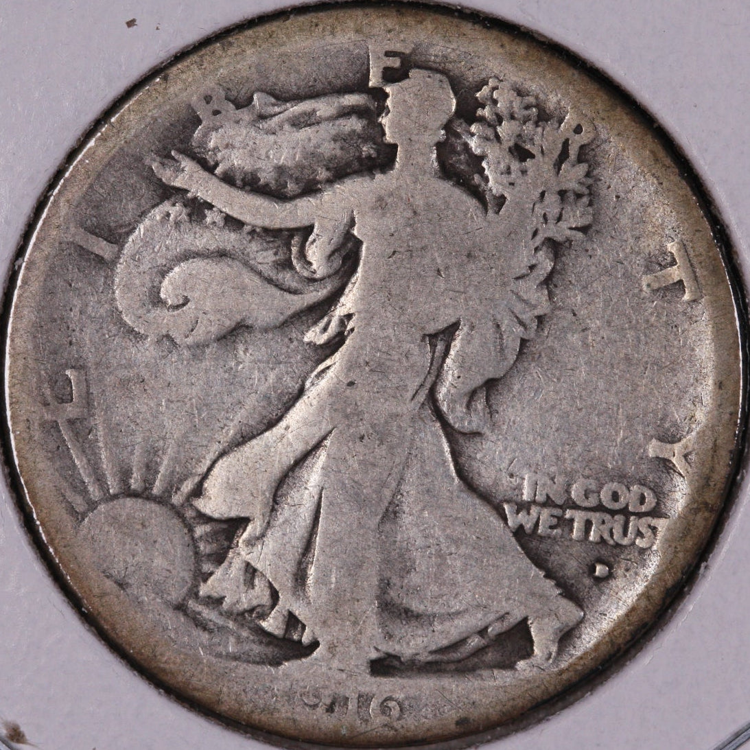1916-D Walking Liberty Half Dollar, About Good Circulated Coin, Store #07028