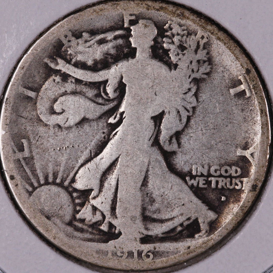 1916-D Walking Liberty Half Dollar, Good Circulated Coin, Store #07029