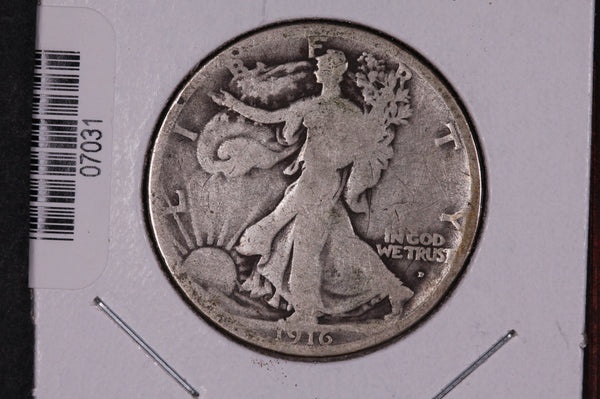 1916-D Walking Liberty Half Dollar.  Circulated Condition. Store #07031