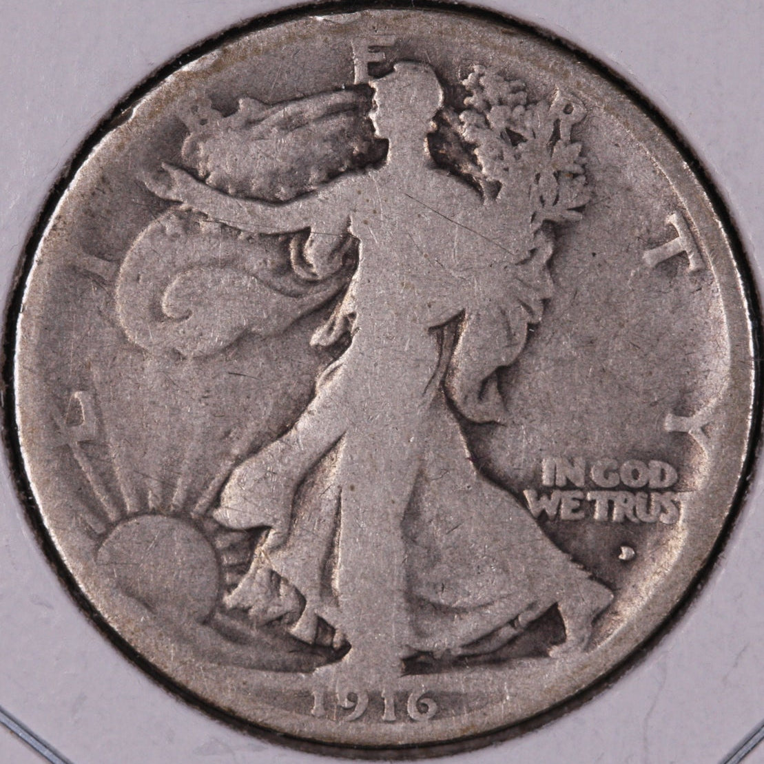 1916-D Walking Liberty Half Dollar, Good Circulated Coin, Store #07038