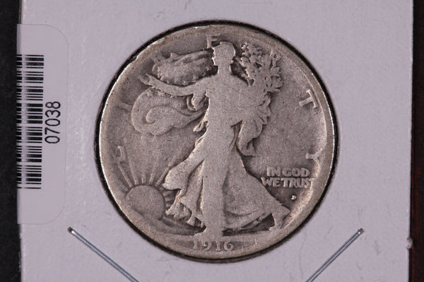 1916-D Walking Liberty Half Dollar.  Circulated Condition. Store #07038