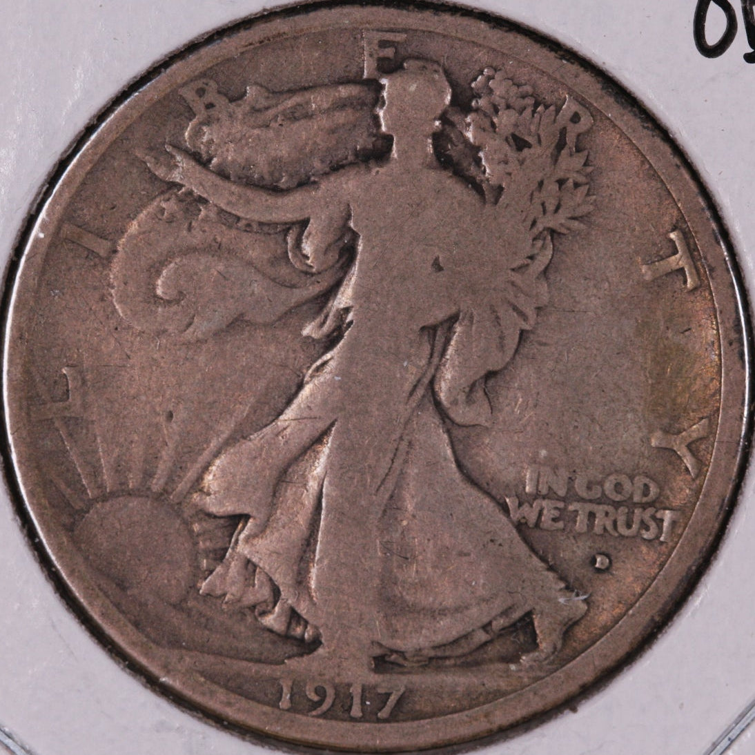 1917-D Walking Liberty Half Dollar (Obv), Good+ Circulated Coin, Store #HR1325