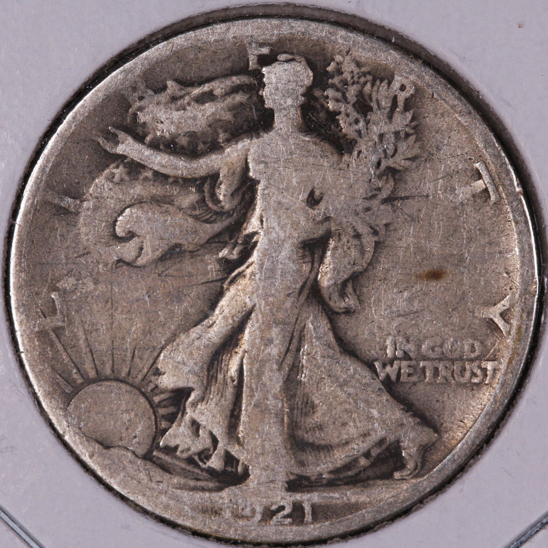 1921-S Walking Liberty Half Dollar, Good+ Circulated Coin, Store #07169