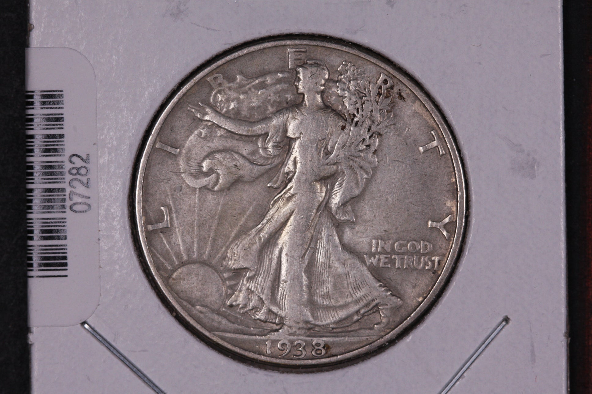 1938-D Walking Liberty Half Dollar, Very Good Circulated Coin, details, Store #07282