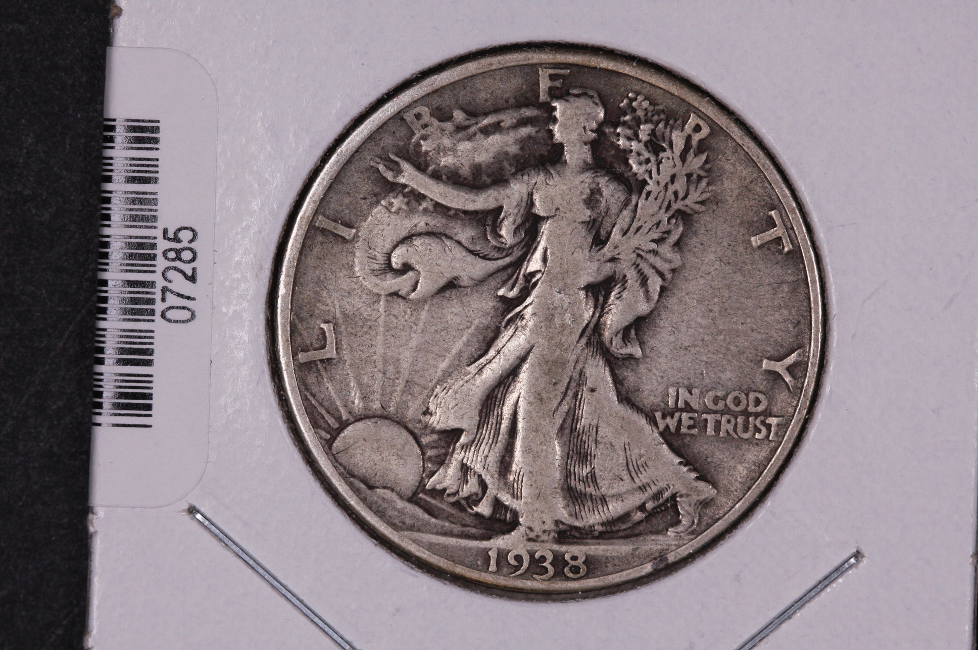 1938-D Walking Liberty Half Dollar, Very Good+ Circulated Coin, Store #07285