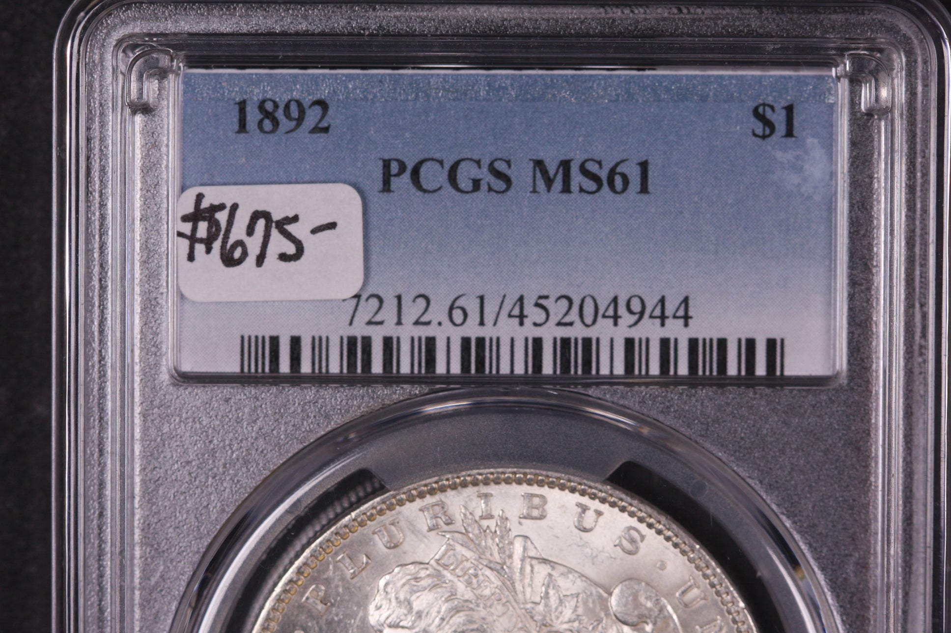 1892 Morgan Silver Dollar, Gem Eye Appeal, PCGS MS61, Store #07607