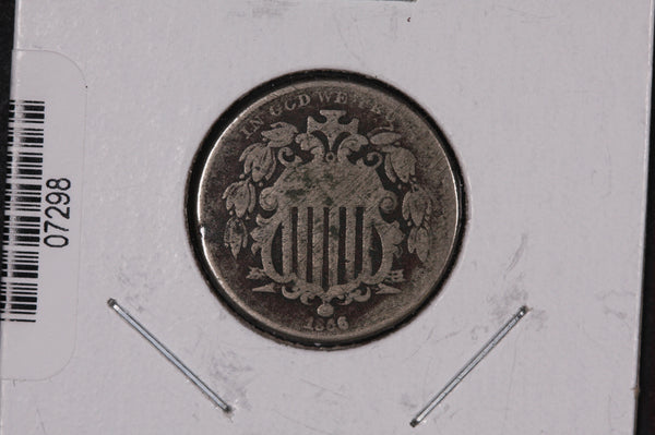 1866 Shield Nickel, Circulated Collectible Coin. Store #07298