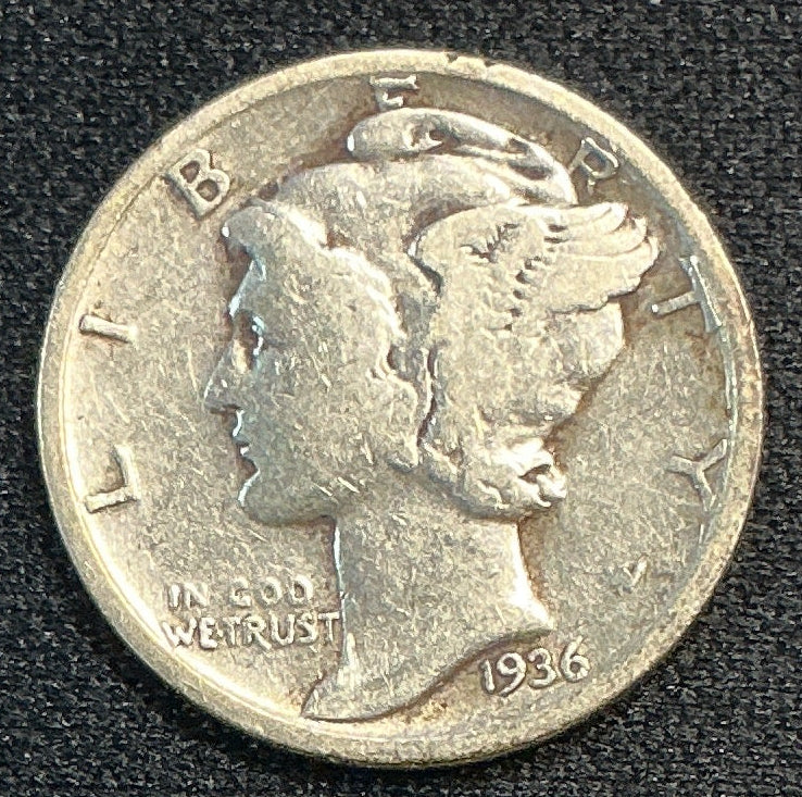 1936-D Mercury Dime, Good Circulated Coin, Store #DE0642