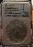 .999 Silver, 1 Troy Ounce, 2024 (W) American Silver Eagle, NGC MS-69, Store