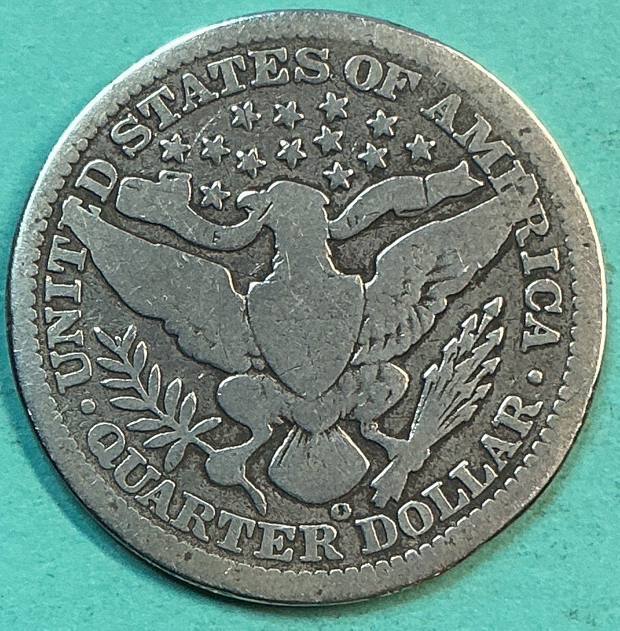 1909-O Barber Quarter., About Good Circulated Details., Store#QR1248
