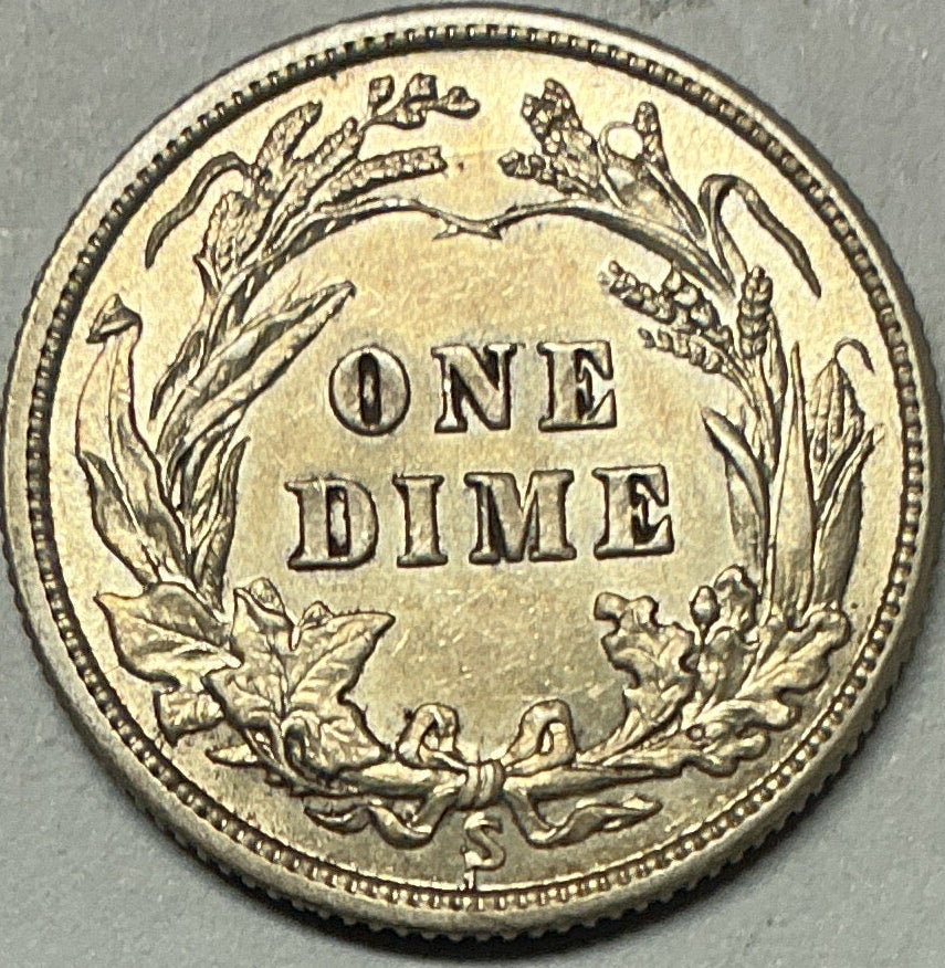 1916-S Barber Dime, About Uncirculated+ Coin, Store #DE920