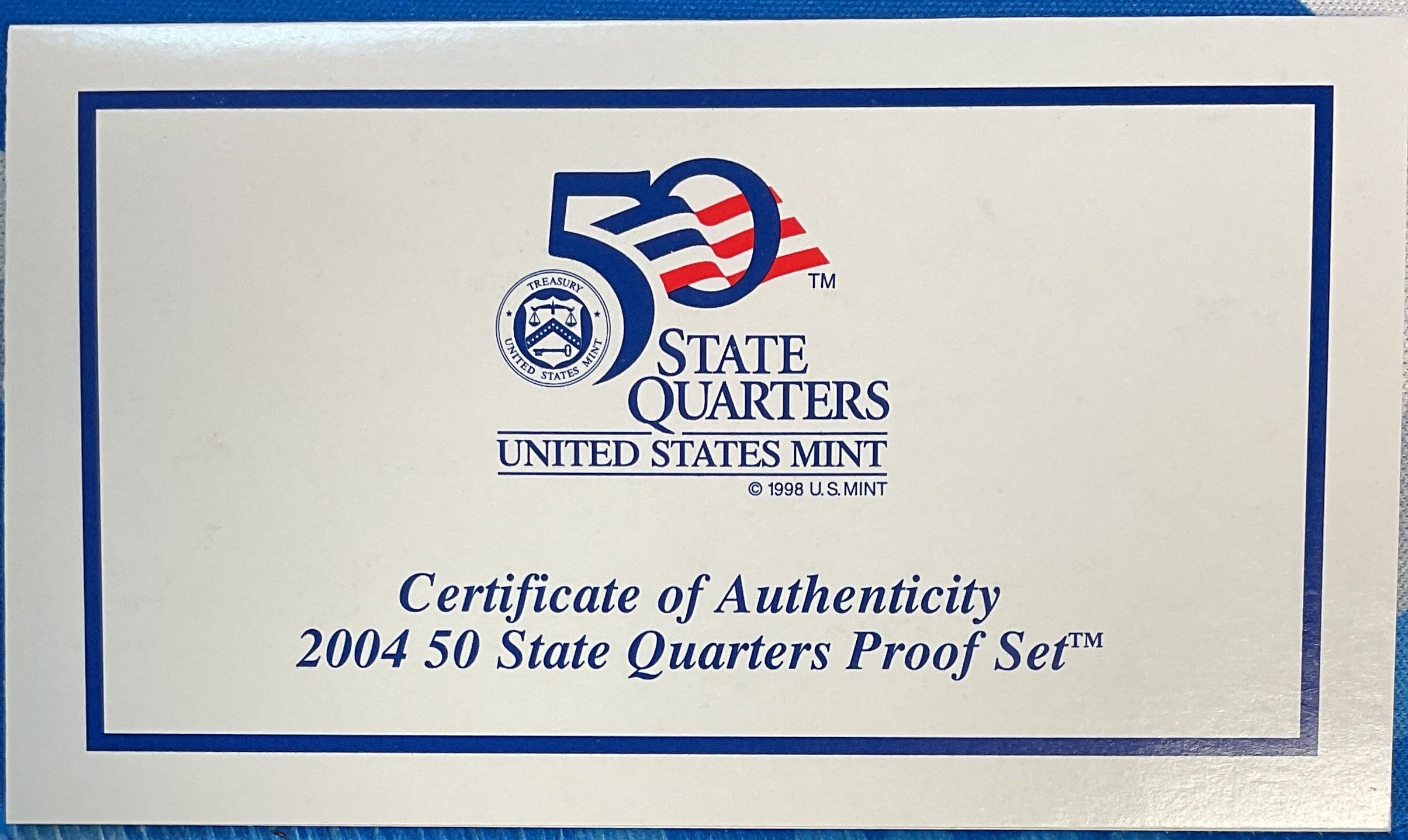 2004 U.S. Mint 50 State Quarters Proof Set, in Original Government Packaging.
