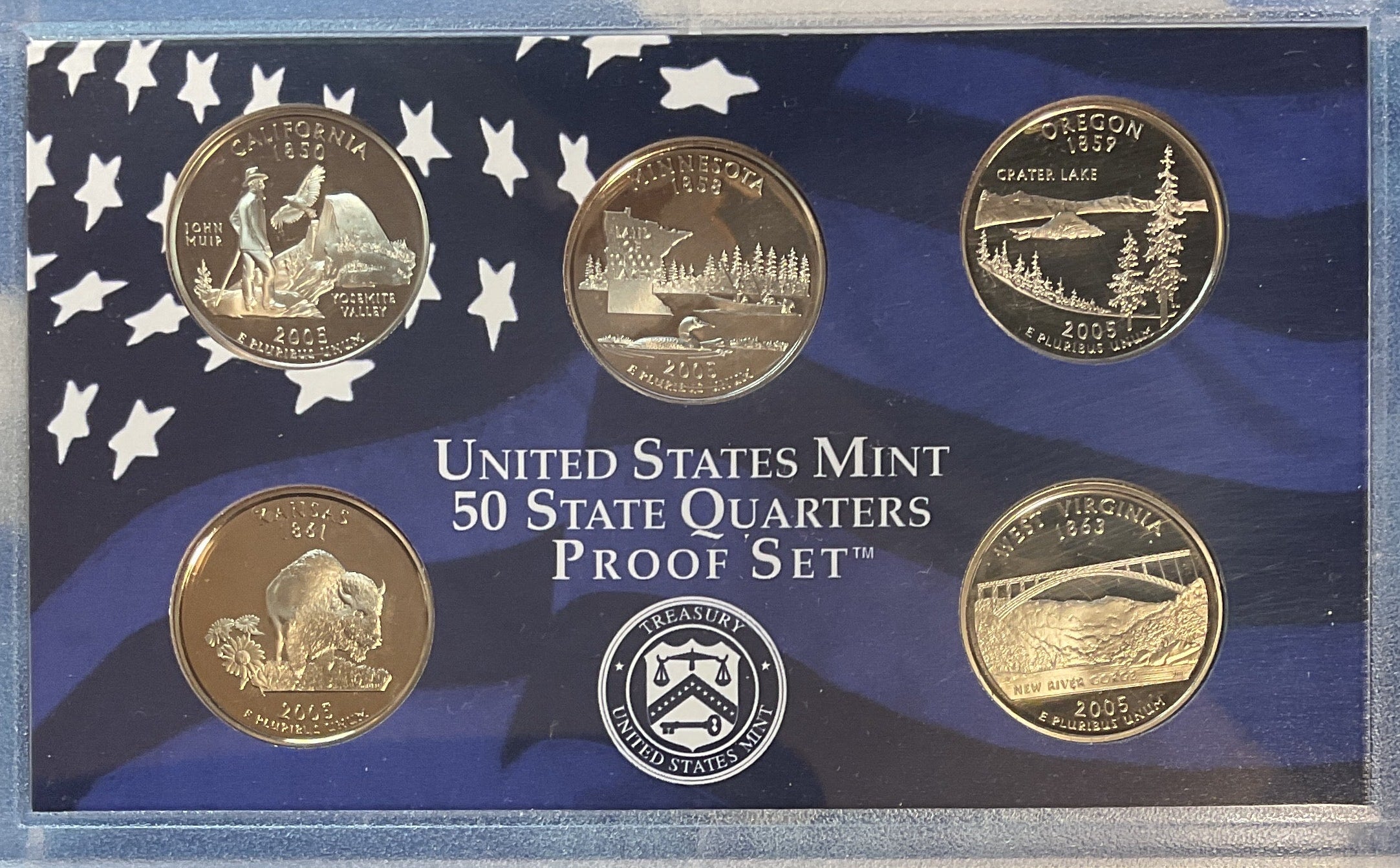 2005 U.S. Mint 50 State Quarters Proof Set, in Original Government Packaging.