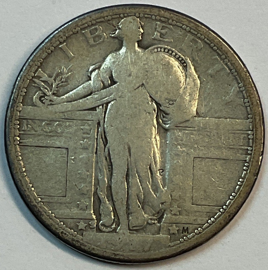1917-S T-1, Standing Liberty Silver Quarter, Good+ Circulated Coin, #QR1159.