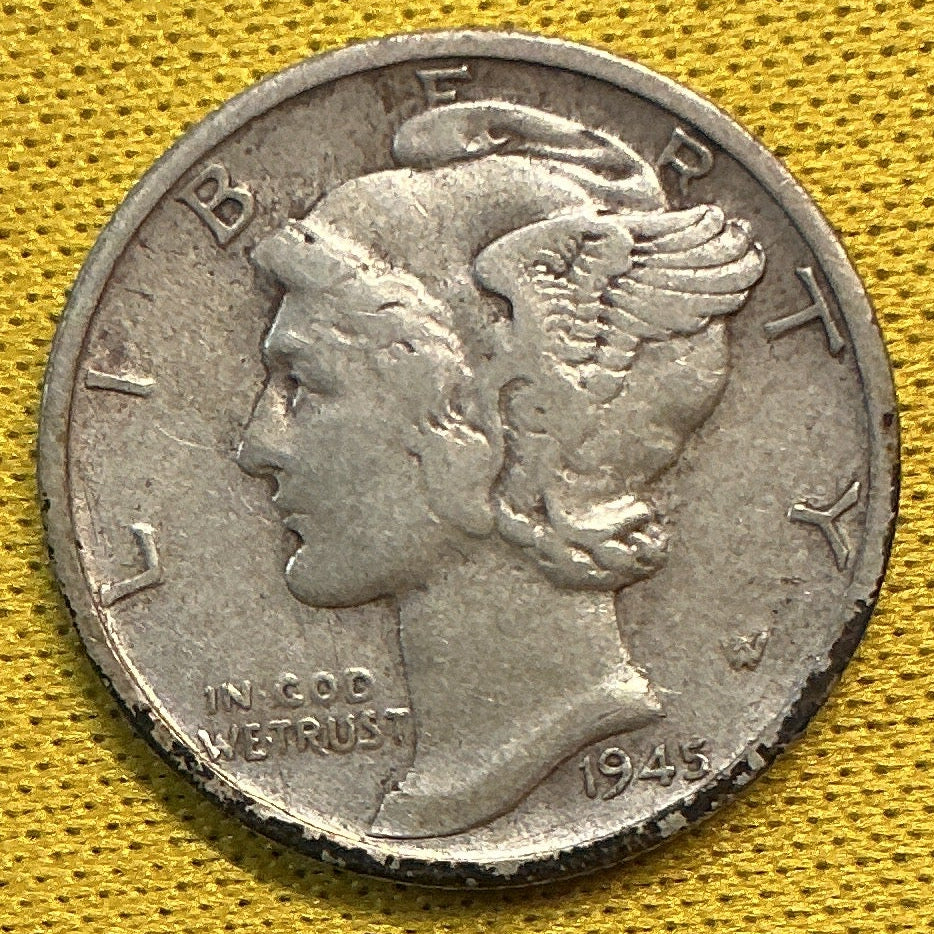 1945-S Mercury Dime, Extra Fine Circulated Coin, Store #DE0706