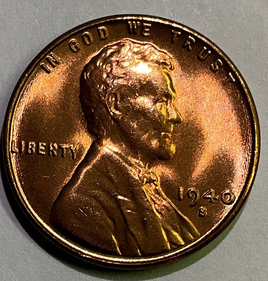 1940-S Lincoln Cent, Mint State Uncirculated Coin, Store #CT1278