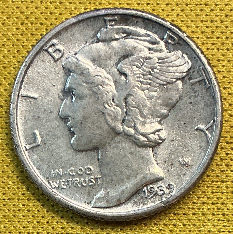 1939 Mercury Dime, Mint State Uncirculated Coin, Store #DE0662