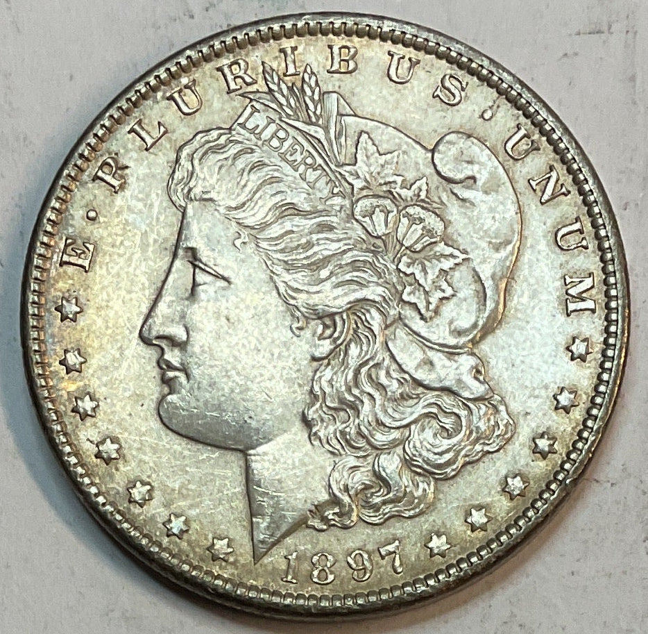 1897 Morgan Silver Dollar, Affordable Uncirculated Coin, Store #DR0913