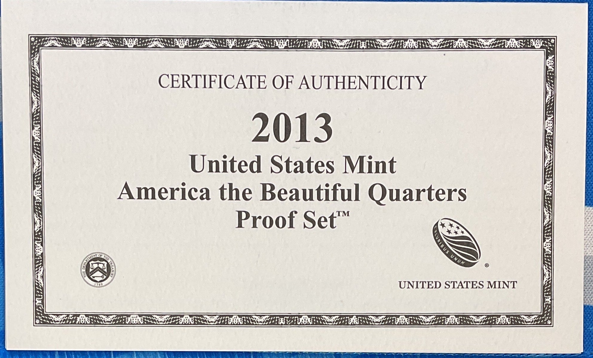 2013 U.S. Mint America the Beautiful Quarters Proof Set, in Original Government Packaging