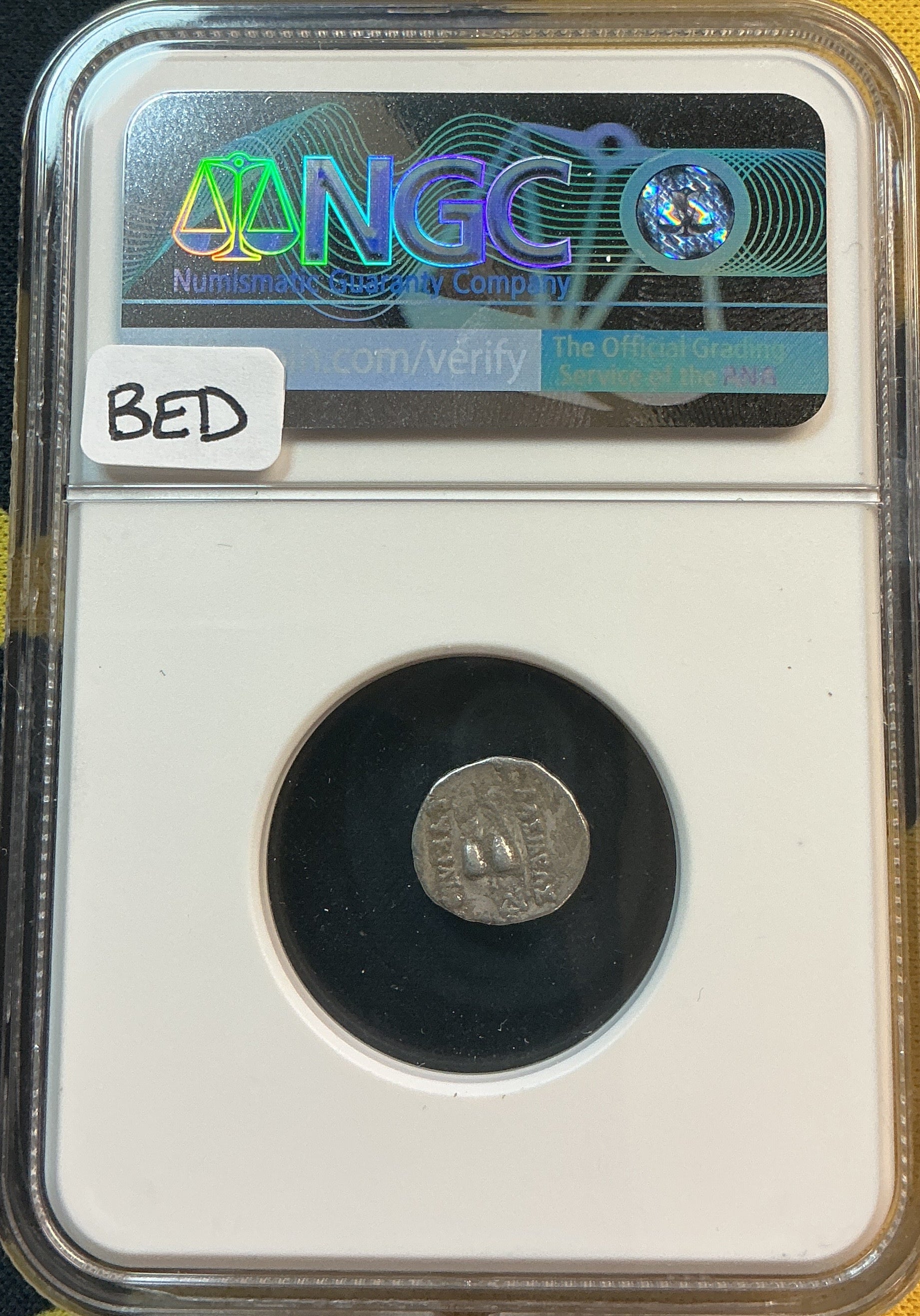 Ancient Coinage, VF, Greek Coinage, Kingdom of Bactria, AR Obol, c170-145 BC, Store #AT0015