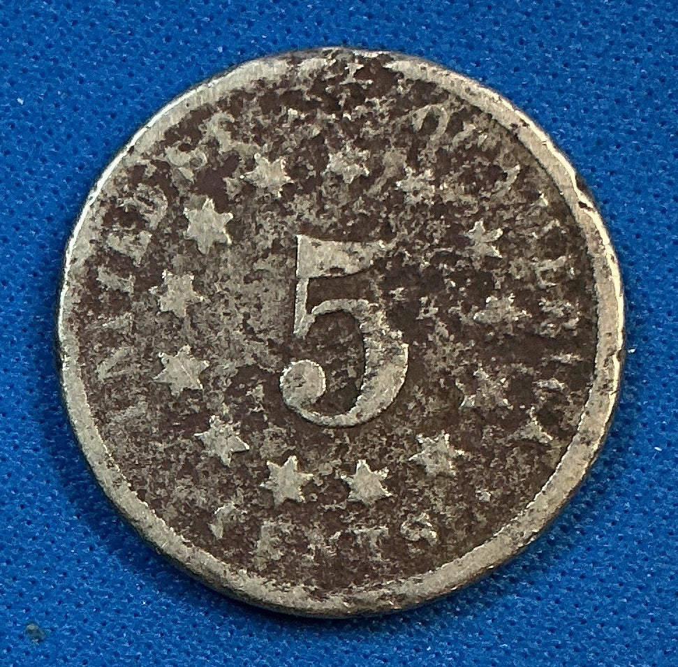 1872 Shield Nickel, Very Good Circulated Detail Coin, Store #NL0123