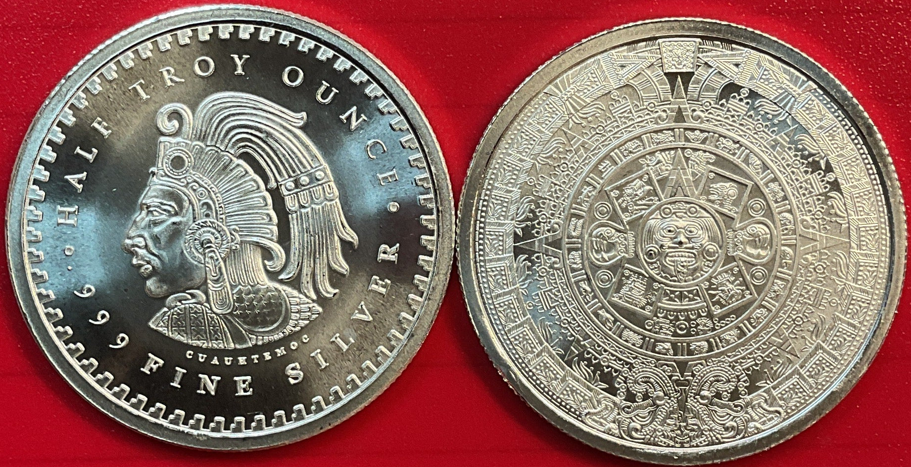 .999 silver, 1/2 Troy Ounce, Aztec Calendar Silver Round, Store #SR023