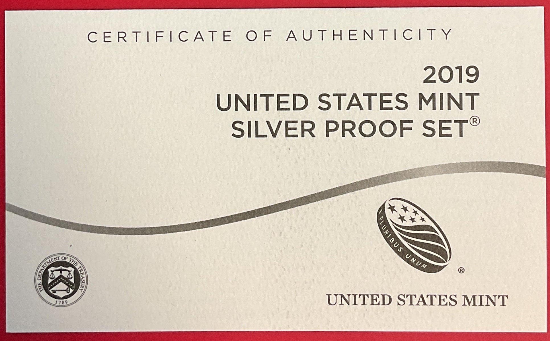 2019 United States Mint Silver Proof Set w/C.O.A.