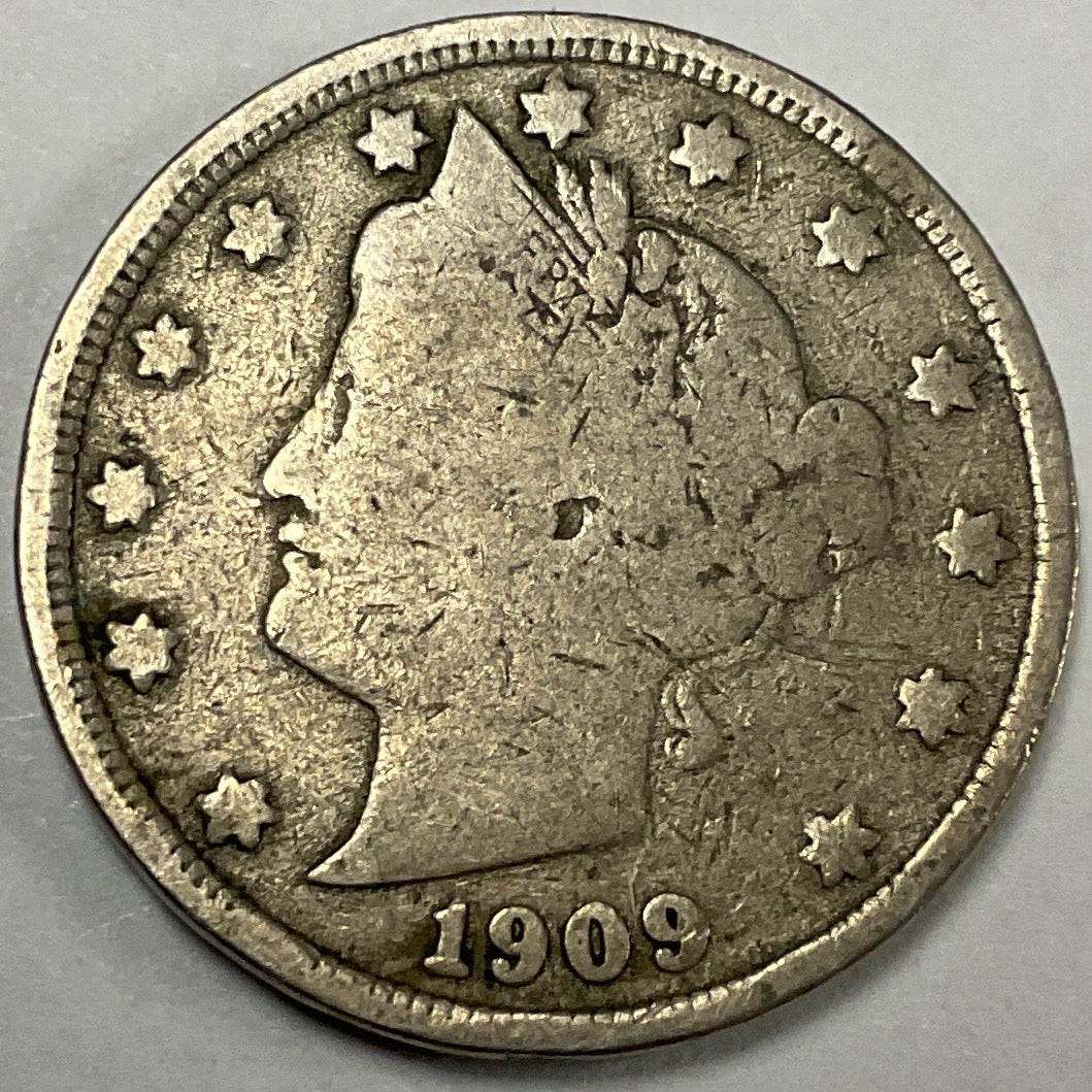 1909 Liberty V Nickel, Very Good Circulated Coin, Store #NL652