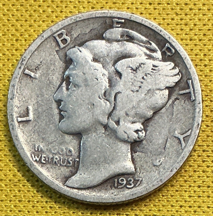1937-D Mercury Dime, Good Circulated Coin, Store #DE0650