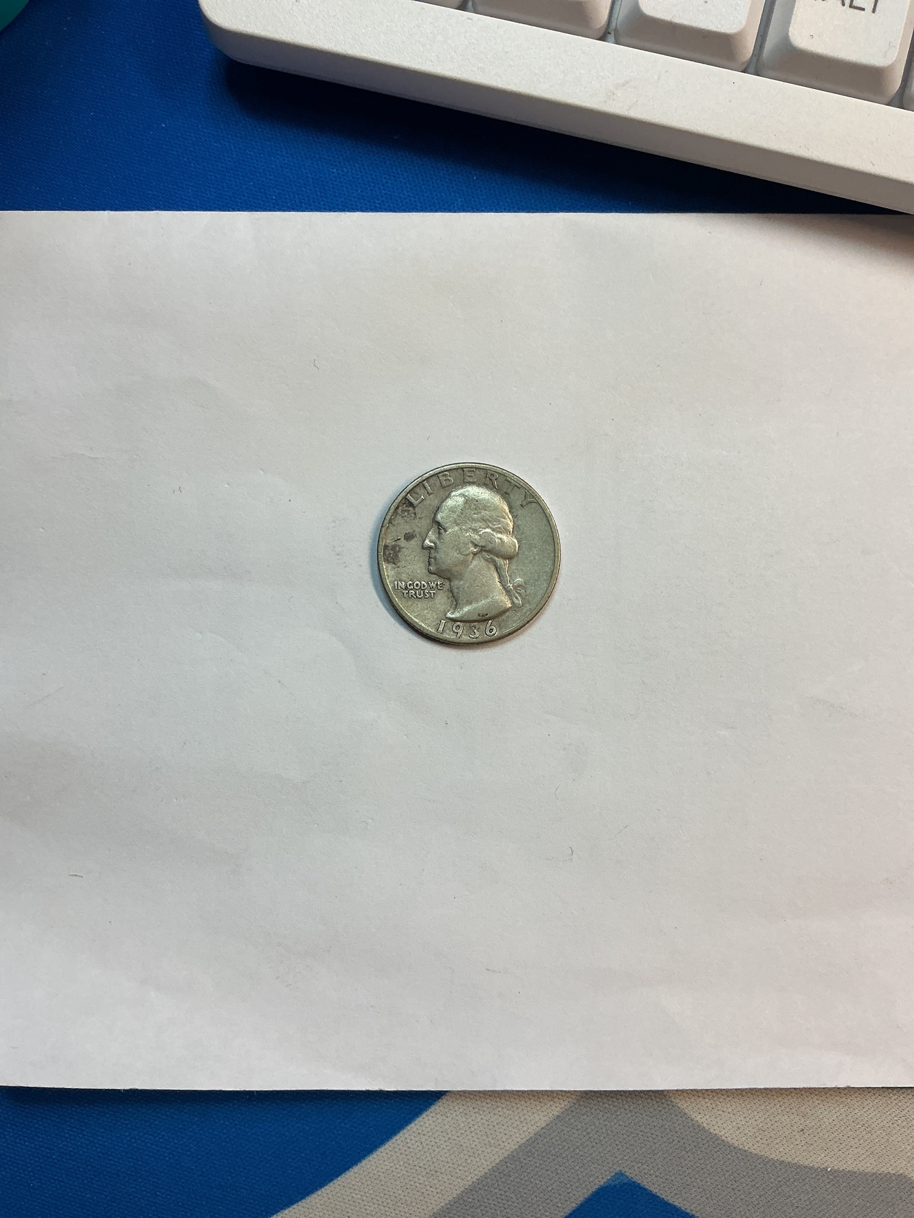 1936-S Washington Silver Quarter, Fine Circulated Coin, Store #QR1681