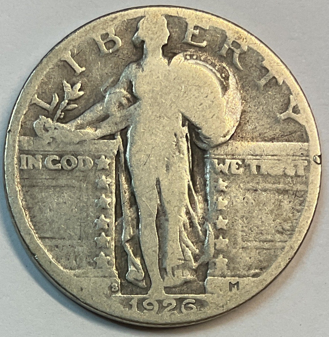 1926-S, Standing Liberty Quarter, Very Good Circulated Coin, Store #QR1171