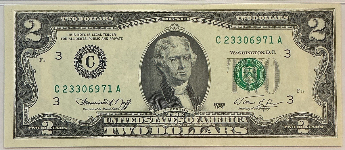 1976 $2 Federal Reserve Bank Note, PMG GEM UNC-65, GFRB089