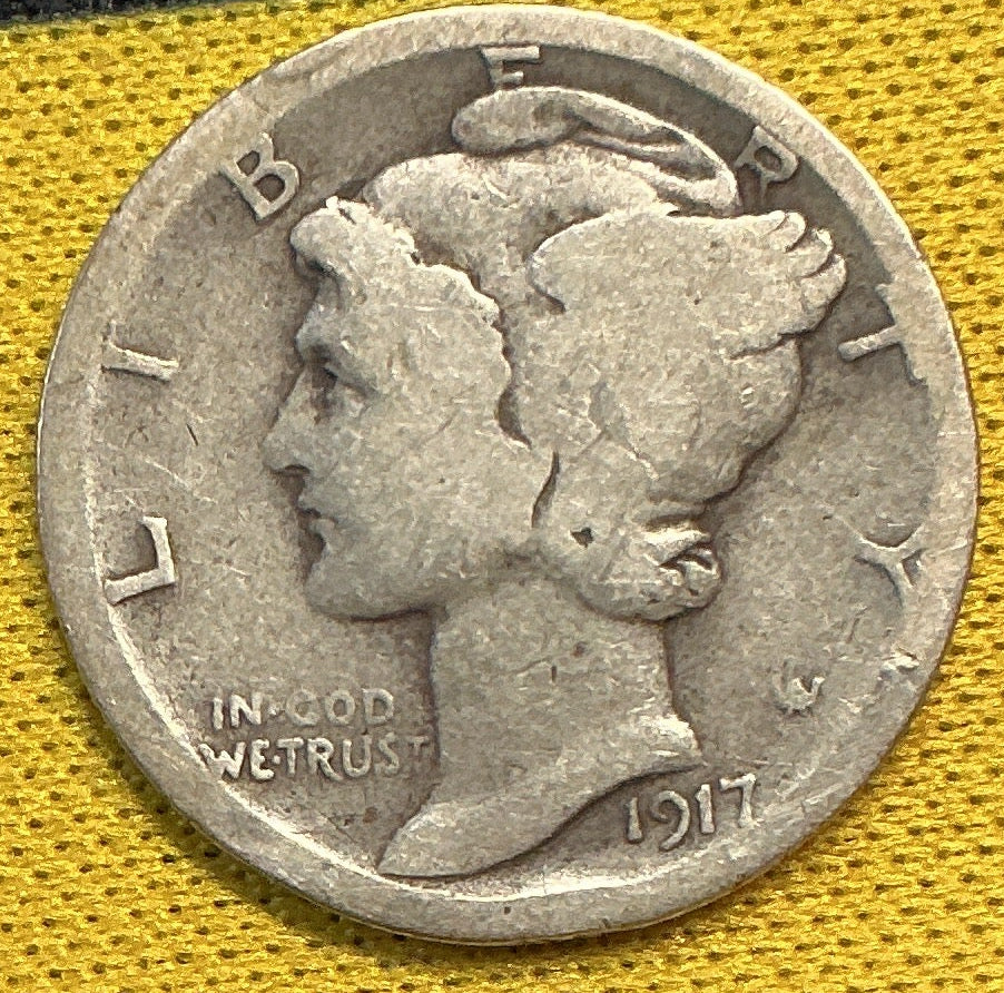 1917-S Mercury Dime, About Good Circulated Coin, Store #DE0504