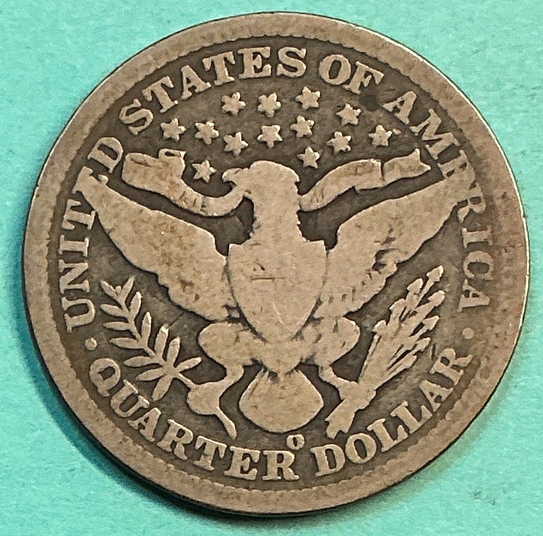1899-O Barber Quarter., Good Circulated Details., Store#QR1218