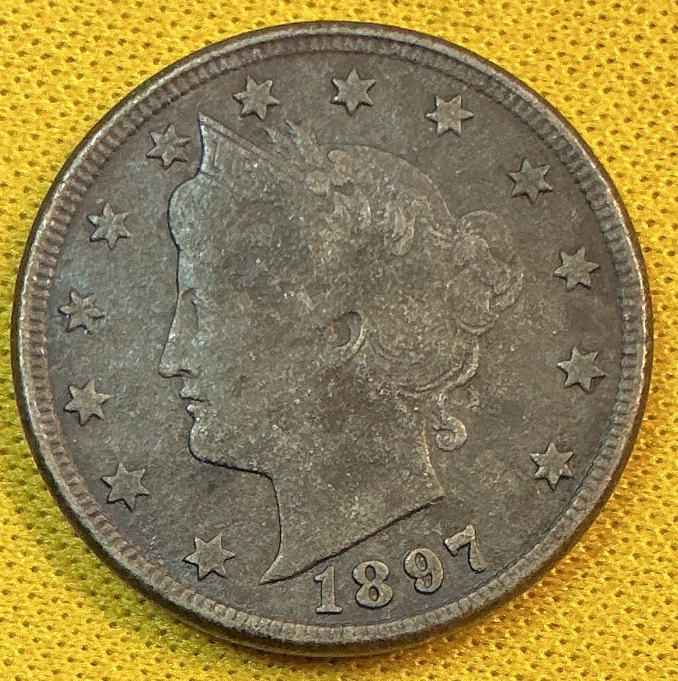 1897 Liberty Nickel, Very Good Circulated Coin., Store Sale #NL877
