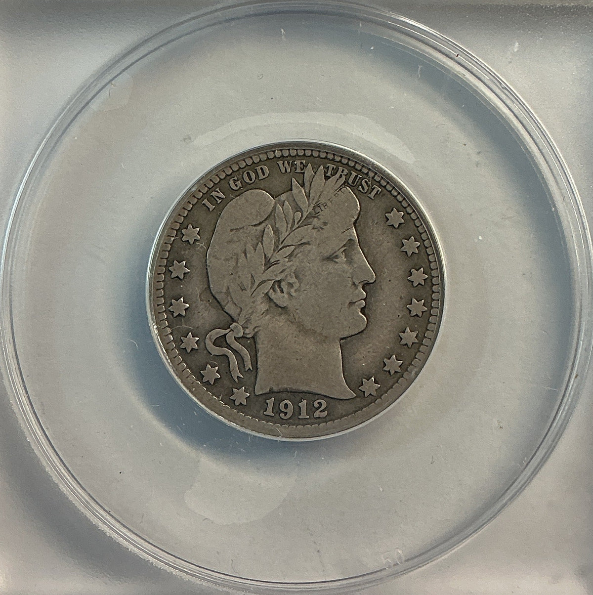 1912 Barber Quarter, ANACS Fine 12. Store #QR1497