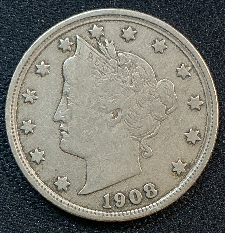 1908 Liberty Nickel, Very Good Circulated Coin, Store #NL902
