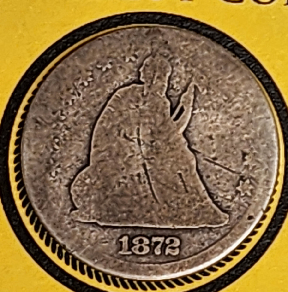 1872-CC Seated Liberty Quarter, Fair to Poor Circulated Coin, Store #QR1589.