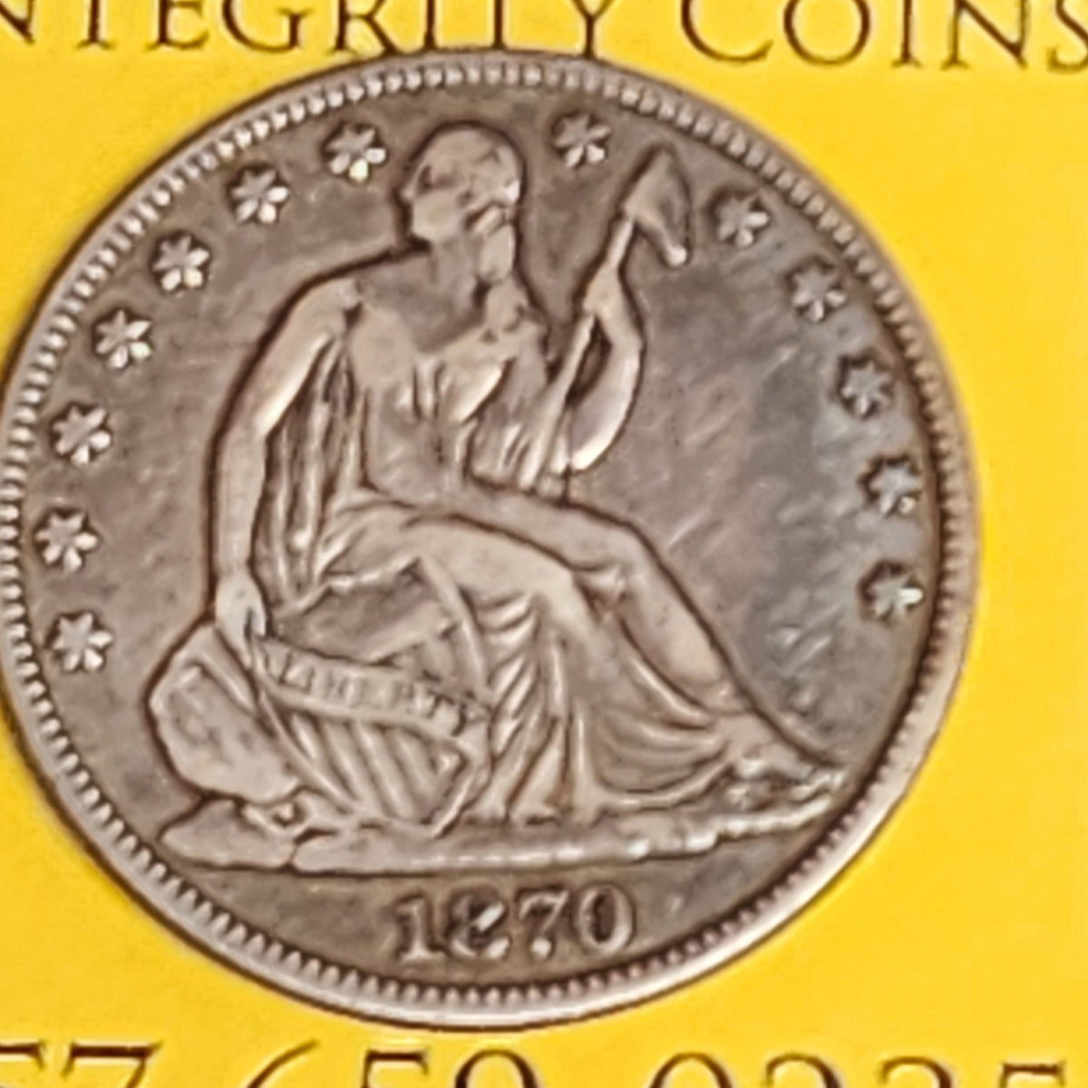 1870 Seated Liberty Silver Half Dollar, Extra Fine Circulated Coin, Store #HR2069.