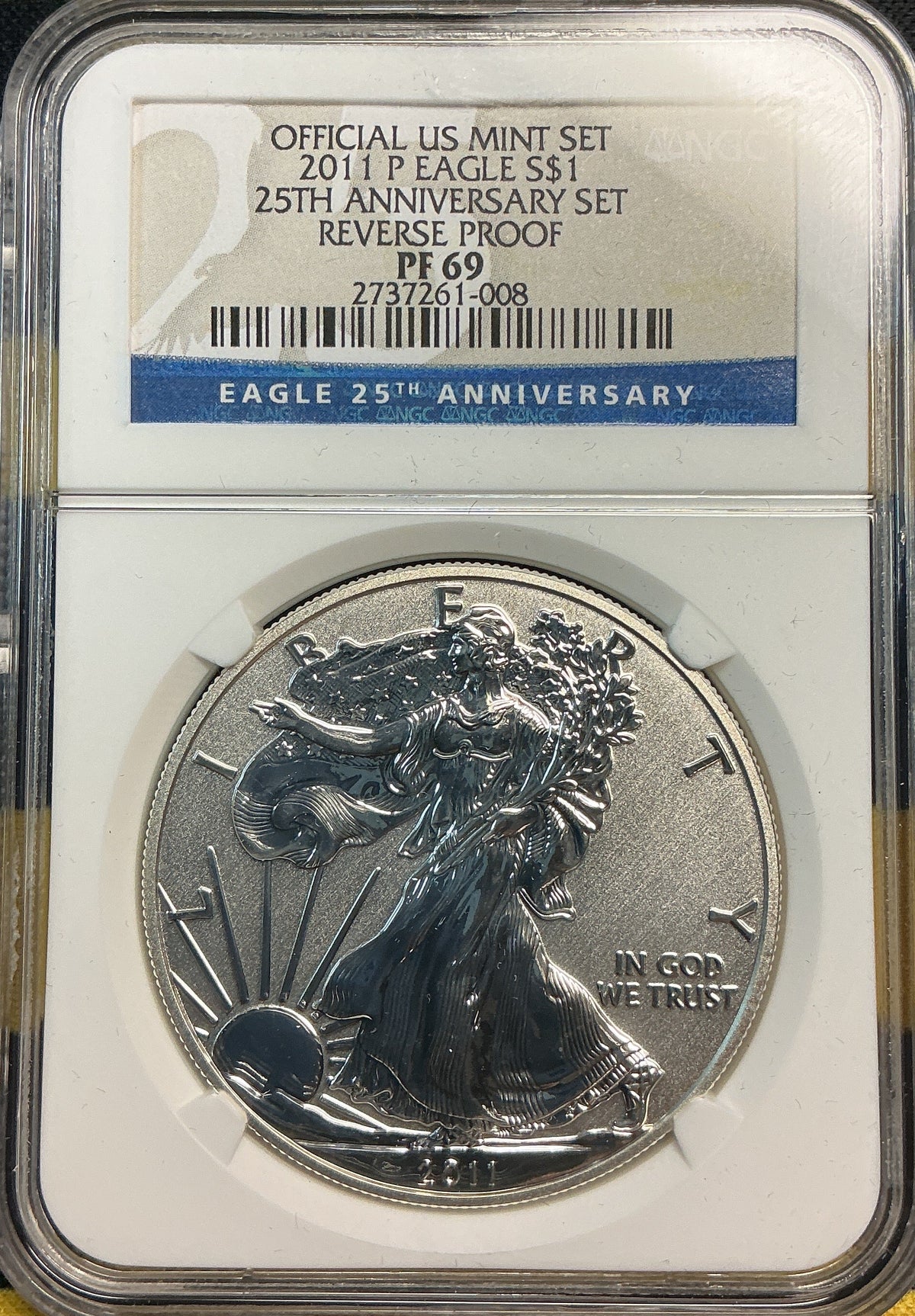 2011-P American Silver Eagle $1, NGC PF-69 Reverse Proof, Store #AE0552